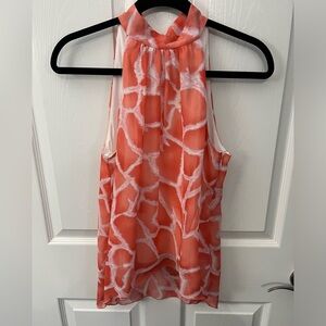 BCX size small coral & white sleeveless blouse